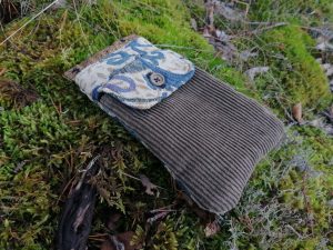 Etui à lunettes clic-clac , Douceur arabesque , coton ,velours et tissus d'ameublement, fermoir cliclac 10cm