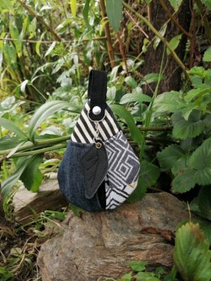 Etui à clefs, petite, La Bonne poire aux clefs, "Quetzal I, jeans et bleu ..", jeans, tissus d'ameublement , coton, simili