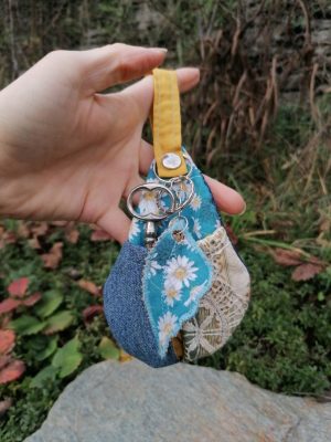 Etui à clefs, petite , La Bonne poire aux clefs, "simone", jean , simili, coton,..
