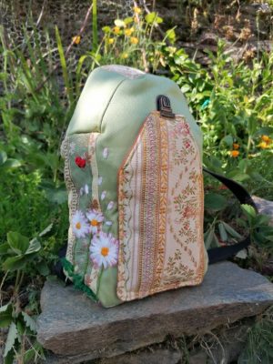 Sac 2 en 1, Le caravale, "Douceur et rêverie printanière", jeans, tissus d'ameublements et coton