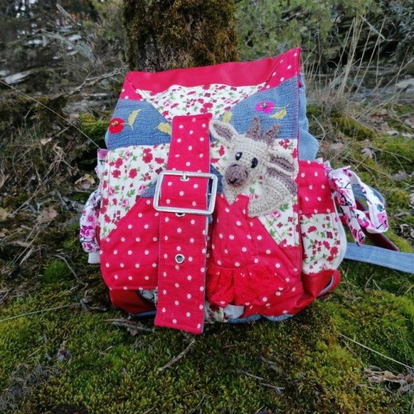 Sac à dos ," lanterne "Qui rend chèvre ", "Gourmand bohème printanière",jean, coton imprimés,simili.... , Taille moyenne