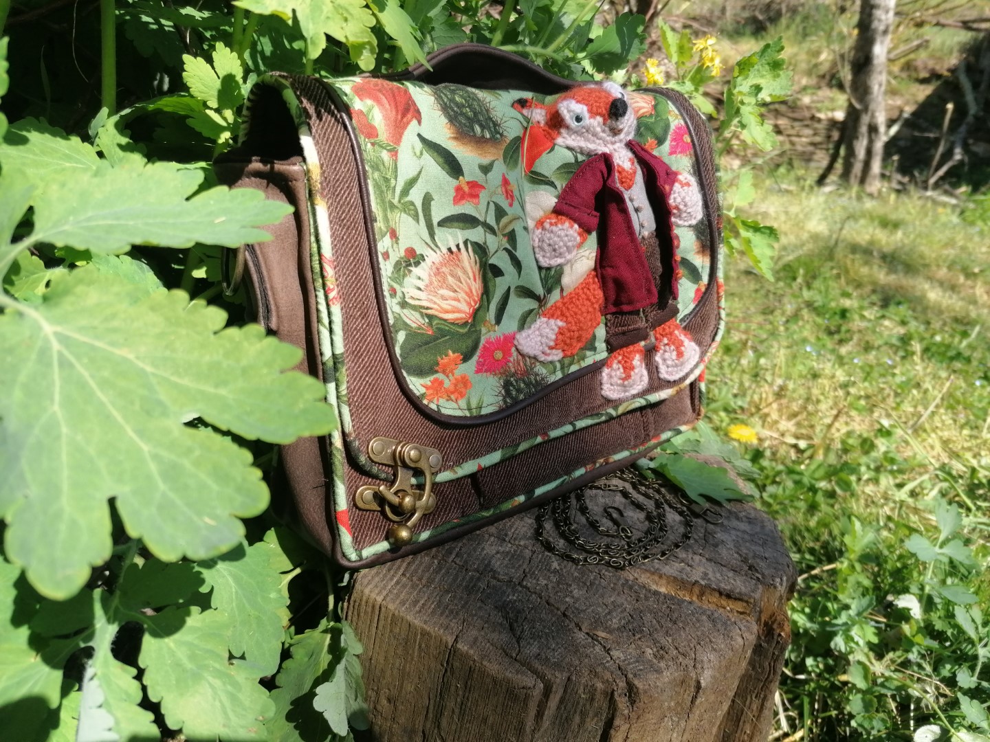 Petit sacs, "Bouscas", Mr fox , simili, velours, renard 3d, cotons, passe poils... - avec