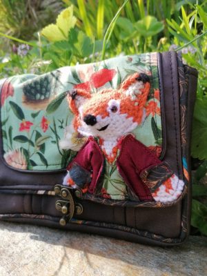 Petite Pochette, "Castagne", "Mr Fox" , motif renard 3d simili, coton, motifs fleuris, passe poils...