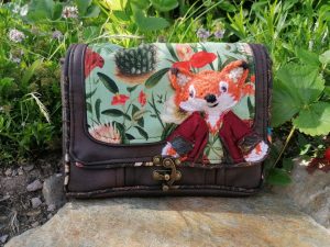 Petite Pochette, "Castagne", "Mr Fox" , motif renard 3d simili, coton, motifs fleuris, passe poils... - sans