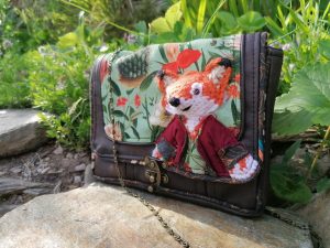 Petite Pochette, "Castagne", "Mr Fox" , motif renard 3d simili, coton, motifs fleuris, passe poils...