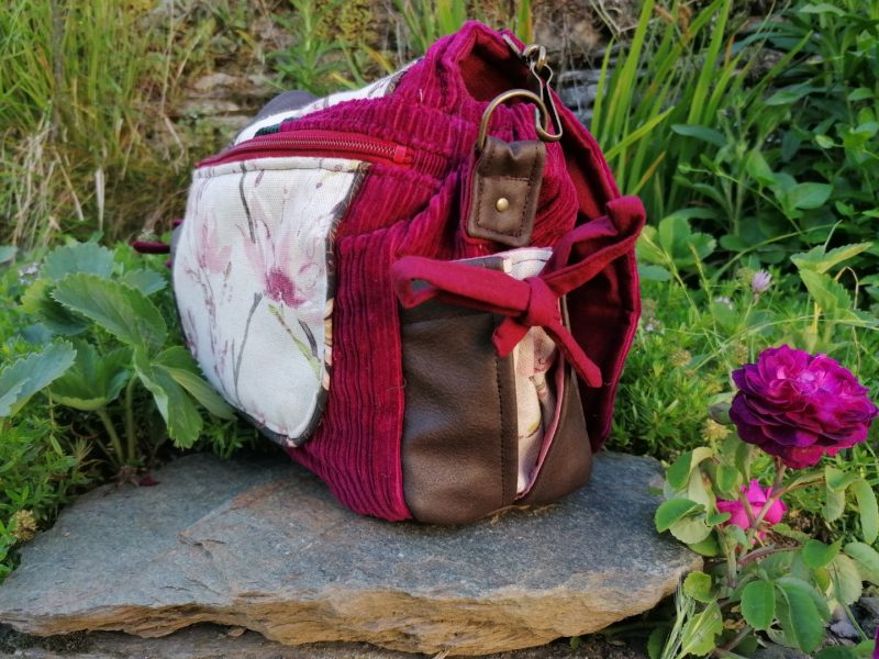 Petite Besace de survie, "Miss Fox" , motif renard 3d, velours, simili et coton – Image 16