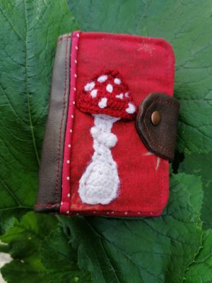 Porte-feuille Porte-monnaie de poche, Bolet,  "Champix", champignon 3d, contons, simili et acrylique