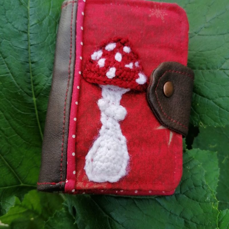 Porte-feuille Porte-monnaie de poche, Bolet, « Champix », champignon 3d, contons, simili et acrylique