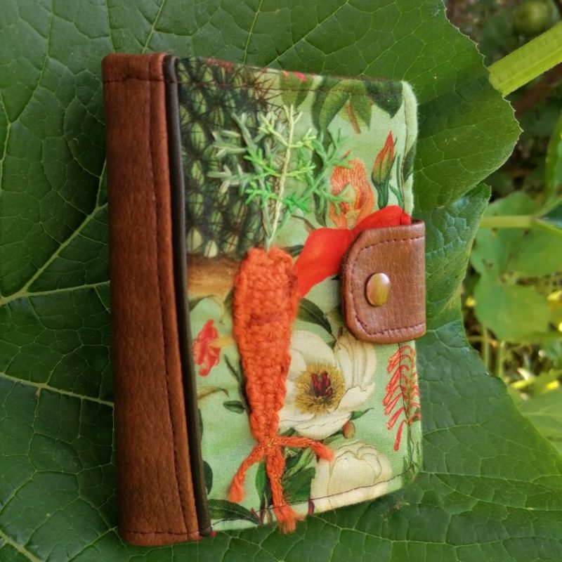 Porte-feuille Porte-monnaie de poche, Bolet, « carotte »,fleurs 3d, contons, simili et acrylique