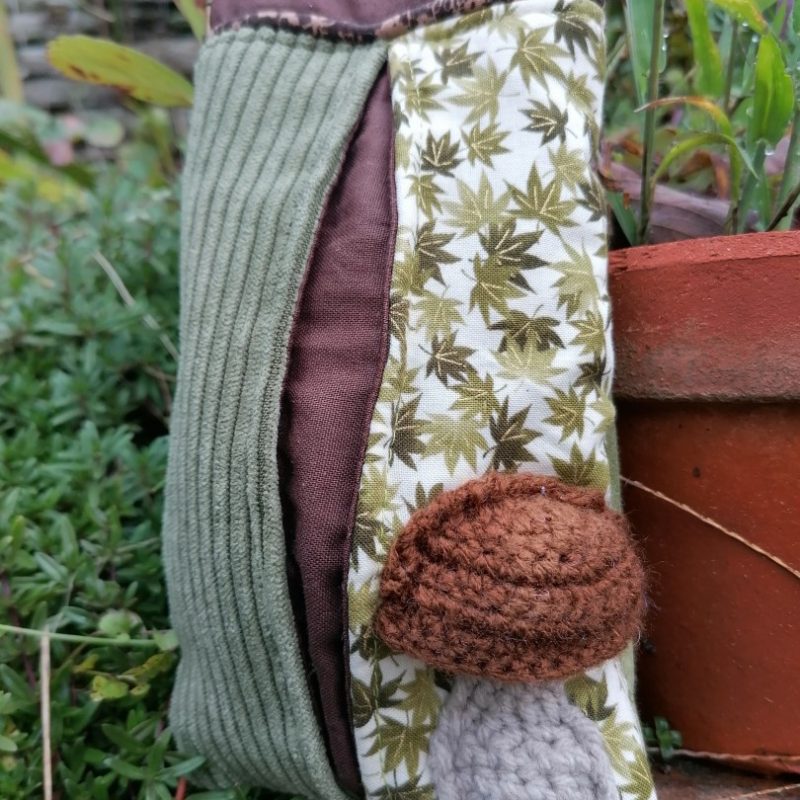 Étui à lunettes clic-clac, "Cèpes à l'affut", coton , rayonne et velours, fermoir clic-clac 10cm