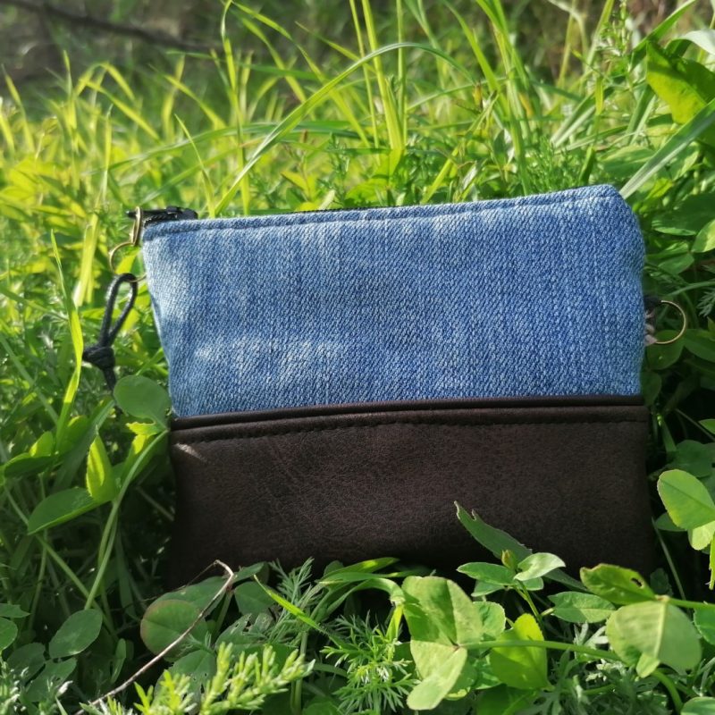 Petite-pochette, Porte-monnaie de poche, « jean & rock », simili, coton ,