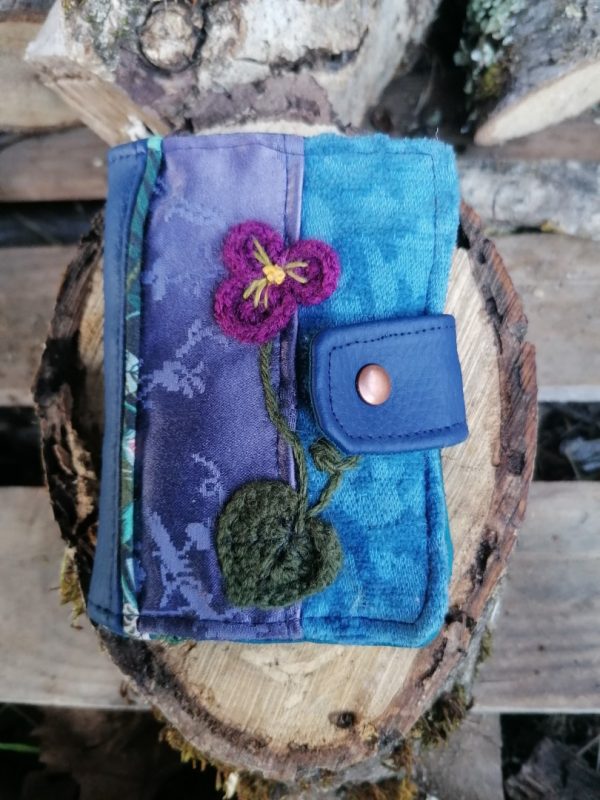 Porte-feuille Porte-monnaie de poche, Bolet, "Respire",fleurs 3d, contons, simili et acrylique