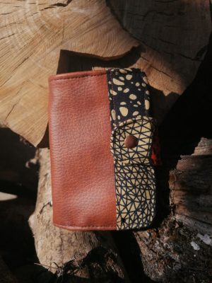 Porte-feuille Porte-monnaie de poche, Bolet, "terre d'Afrique", simili, wax et coton