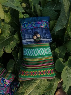 Étui à lunettes clic-clac, "flower cool", coton, tissus  style hippies fermoir clic-clac 10cm