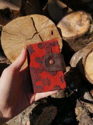 Petit Porte-feuille Porte-monnaie de poche, Autunin, "Rouge impérial" , tissus ameublement, cotons