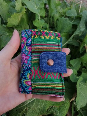 Petit Porte-feuille Porte-monnaie de poche, Autunin, " flower cool", coton, tissus style hippies