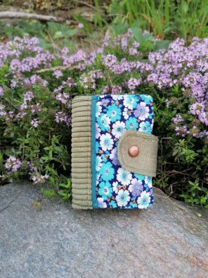 Petit Porte-feuille Porte-monnaie de poche, Autunin, " fleurs bleues", tissus d'ameublement cotons