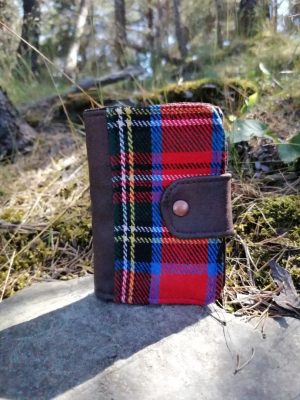 Porte-feuille Porte-monnaie de poche, Bolet, " Écosse en Cévennes", tissus esprit tartan , simili et coton