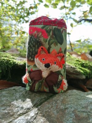 Étui à lunettes , cartes de jeux , divinatoire , " Mister fox et sa passion  botanique 2 , cotons,  simili,