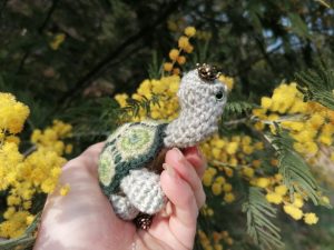 Porte-clés, Tortue, green shell, Crochetée main , acryliques apprêts, ouate,