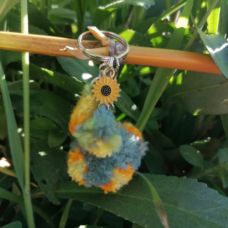 Porte-cles, Pompoms, » Flowers power California Vibes »