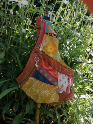 Sac ceinture, Ratapenada Édition " Flowers power California Vibes", velours, tissus d'ameublement et cotons