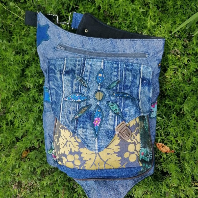 Sac ceinture, Ratapenada Édition « bleu star jean » , tissus d’ameublements jeans, cotons 3 à Alexia G