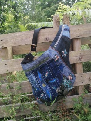 Sac ceinture, Ratapenada Édition "bleu star jean" , tissus d'ameublements jeans, cotons de delphine