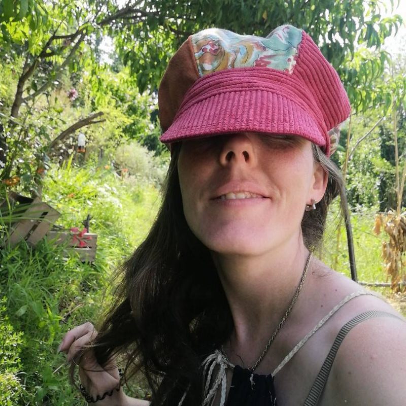 Gavroche, Gégène, Flower power pink, tissus d’ameublement, velours, crochet