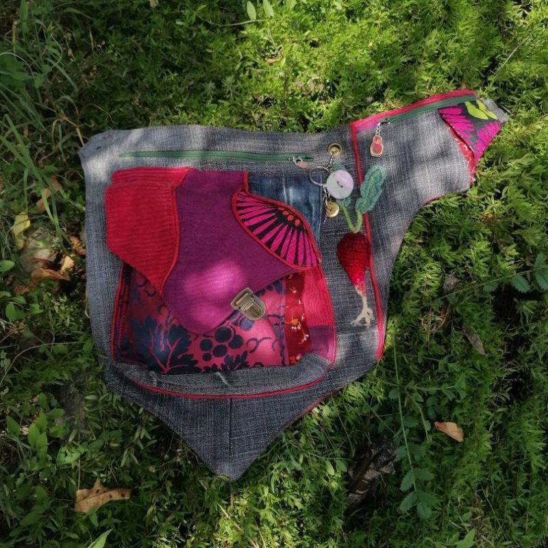 Sac ceinture, Ratapenada Édition « Le Radis qui évite la grise mine » , tissus d’ameublements jeans, cotons