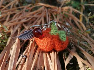 Porte-clès, légume d'automne, courge, crocheté main acrylique n2
