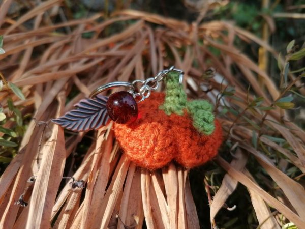 Porte-clès, légume d'automne, courge, crocheté main acrylique n2