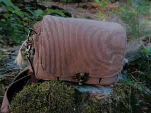 Mini Besace de survie, sacoche , "Poussière", velours , cotons et simili