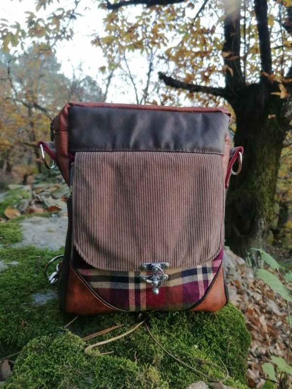 Ensarriada le sac pochette, sac à dos  ,"Witch Scottish",et crochet, simili, velours, tartan, cotons