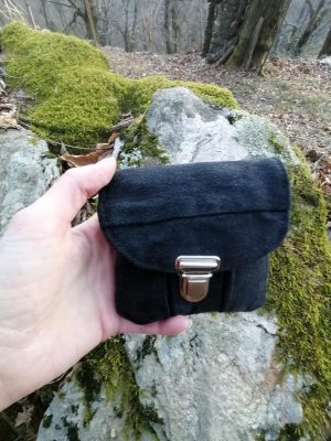 Porte-monnaie, petit pain, "Full black &", jeans up'cycler, cotons