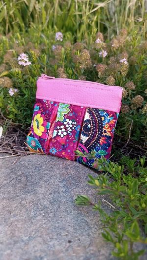 Porte-monnaie, Man, "Gypsy Flower Barabapapa" de babo, velours, simili et coton