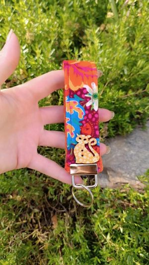 Porte-Clés  poignée, Ambiance Gipsy Bohème,  velours et  laine tissée