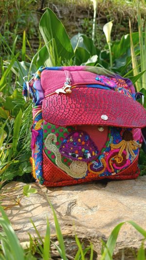 Petite pochette, Pitchoune Ensarriada "Balade Psychédélique d’un Tigre dans la Jungle du Champifou", simili,  coton