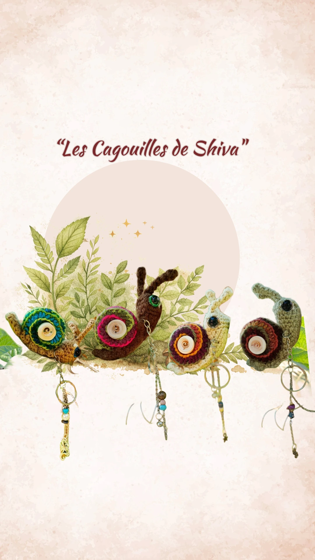 Porte-clés Escargots au Crochet – Collection Shiva , amigurumi, talisman